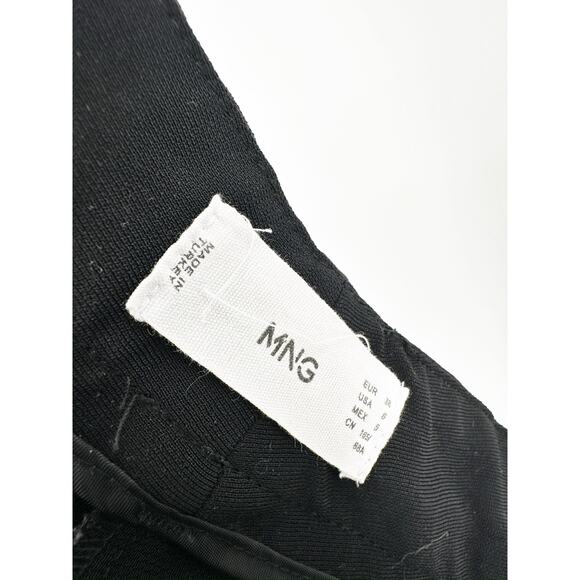 Mango Solid Black Wide Leg Criss Cross Crepe Trouser Pants Women’s Size 6 - Picture 4 of 7